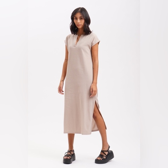 Penshoppe Extended Sleeve Ribbed Maxi Dress XL Sand - Picture 1 of 12